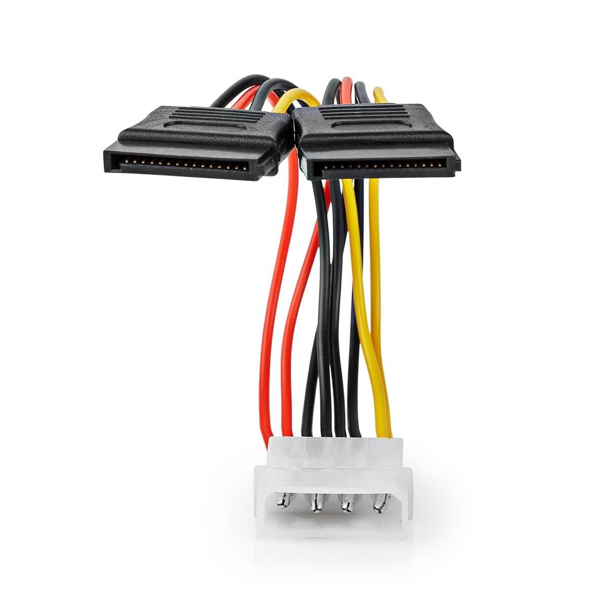 Nedis  Internes Stromkabel | Molex-Stecker | 2x SATA 15-Pin Buchse | Vergoldet | 0,15m | Rund | PVC | Mehrfarbig | Kasten 