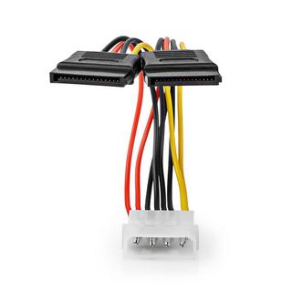 Nedis  Internes Stromkabel | Molex-Stecker | 2x SATA 15-Pin Buchse | Vergoldet | 0,15m | Rund | PVC | Mehrfarbig | Kasten 