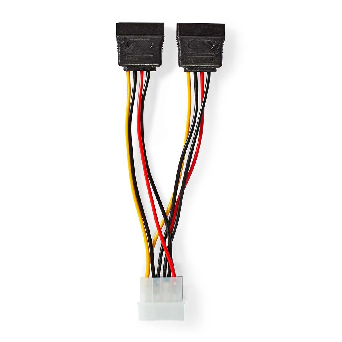Nedis  Internes Stromkabel | Molex-Stecker | 2x SATA 15-Pin Buchse | Vergoldet | 0,15m | Rund | PVC | Mehrfarbig | Kasten 