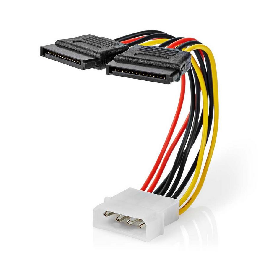 Nedis  Cavo di alimentazione interno | Molex Maschio | 2x SATA a 15 pin femmina | Placcato in oro | 0,15 mt | Rotondo | PVC | Multicolore | Scatola 