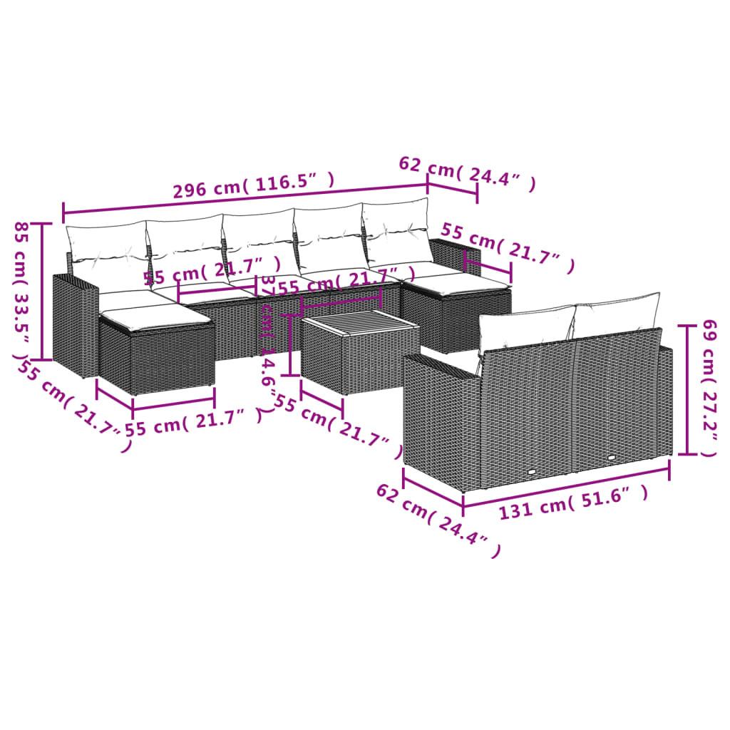 VidaXL Ensemble de canapés de jardin rotin synthétique  