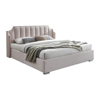 Vente-unique Letto con contenitore 140 x 190 cm con testata letto curva Velluto Rosa  - TEOMIS  