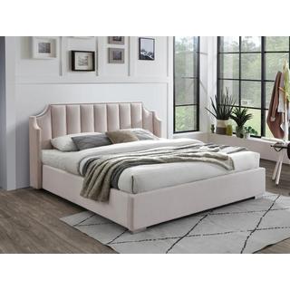 Vente-unique Letto con contenitore 140 x 190 cm con testata letto curva Velluto Rosa  - TEOMIS  