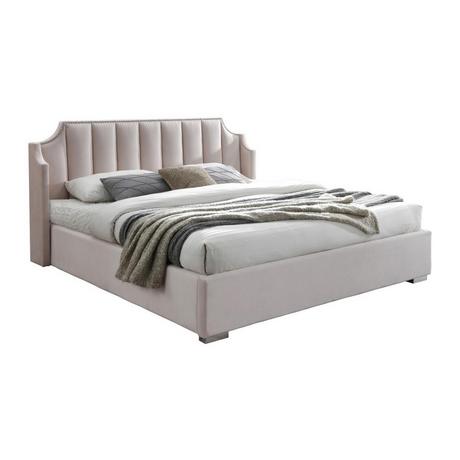 Vente-unique Letto con contenitore 140 x 190 cm con testata letto curva Velluto Rosa  - TEOMIS  