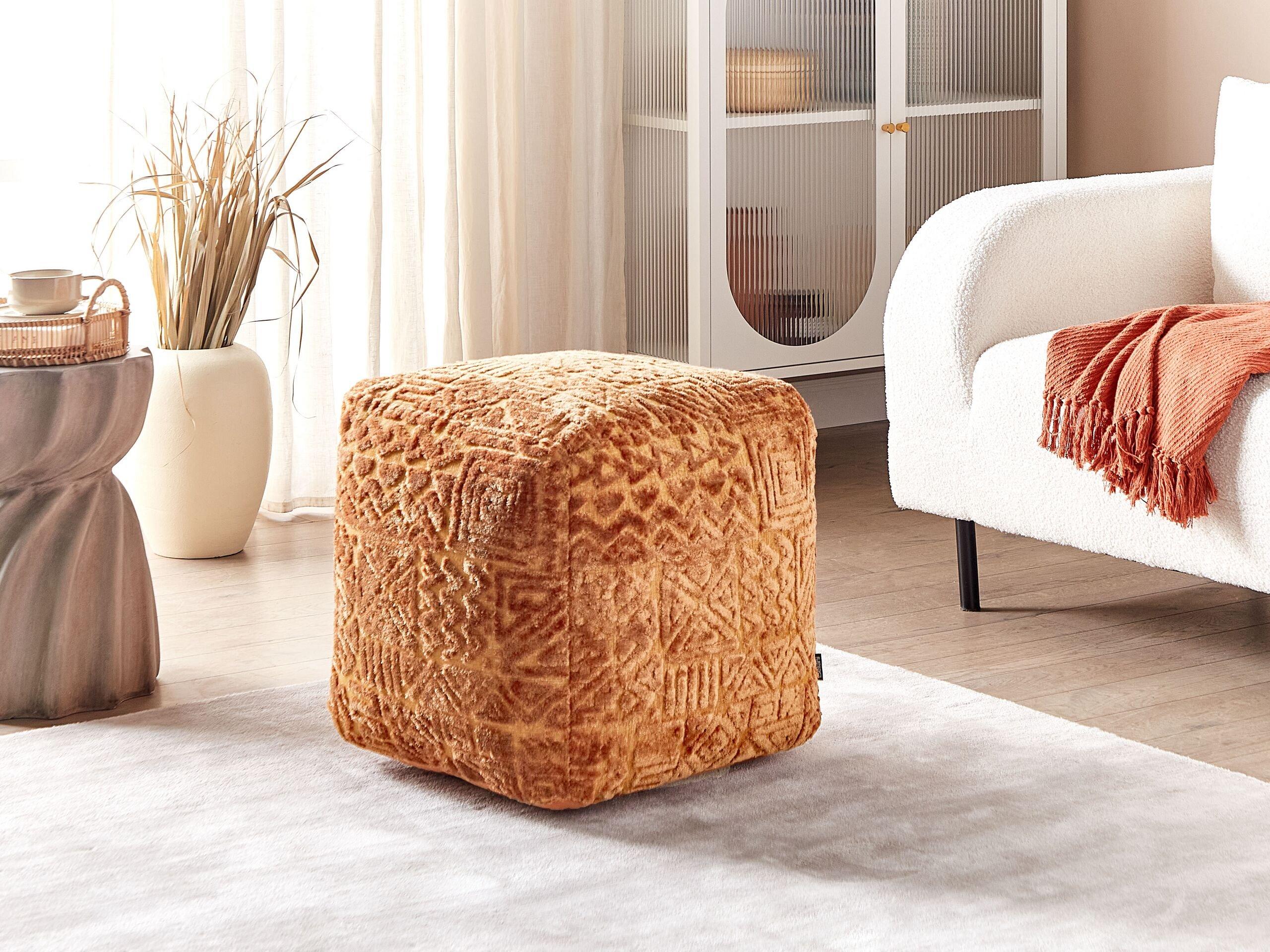 Beliani Pouf en Soie artificielle Boho SANAWAN  