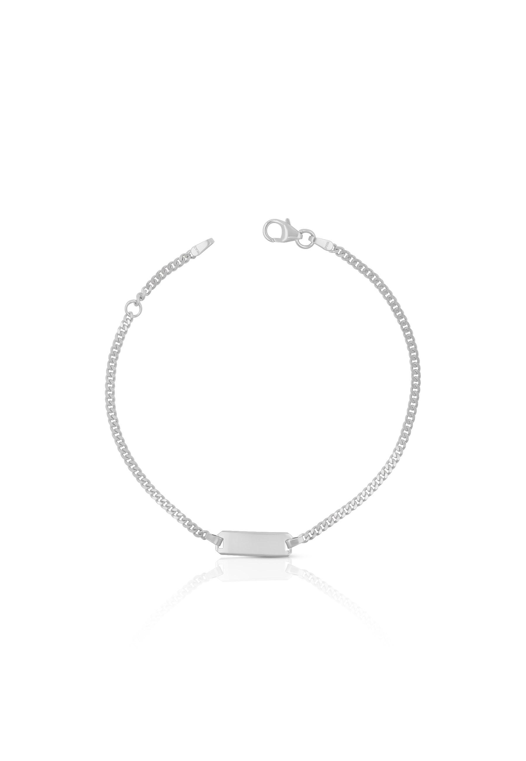 MUAU Schmuck  Bébé Bracelet Panzer Weissgold 750, 18cm Gravurplatte 2.1cm 