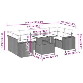 VidaXL set divano da giardino Polirattan  