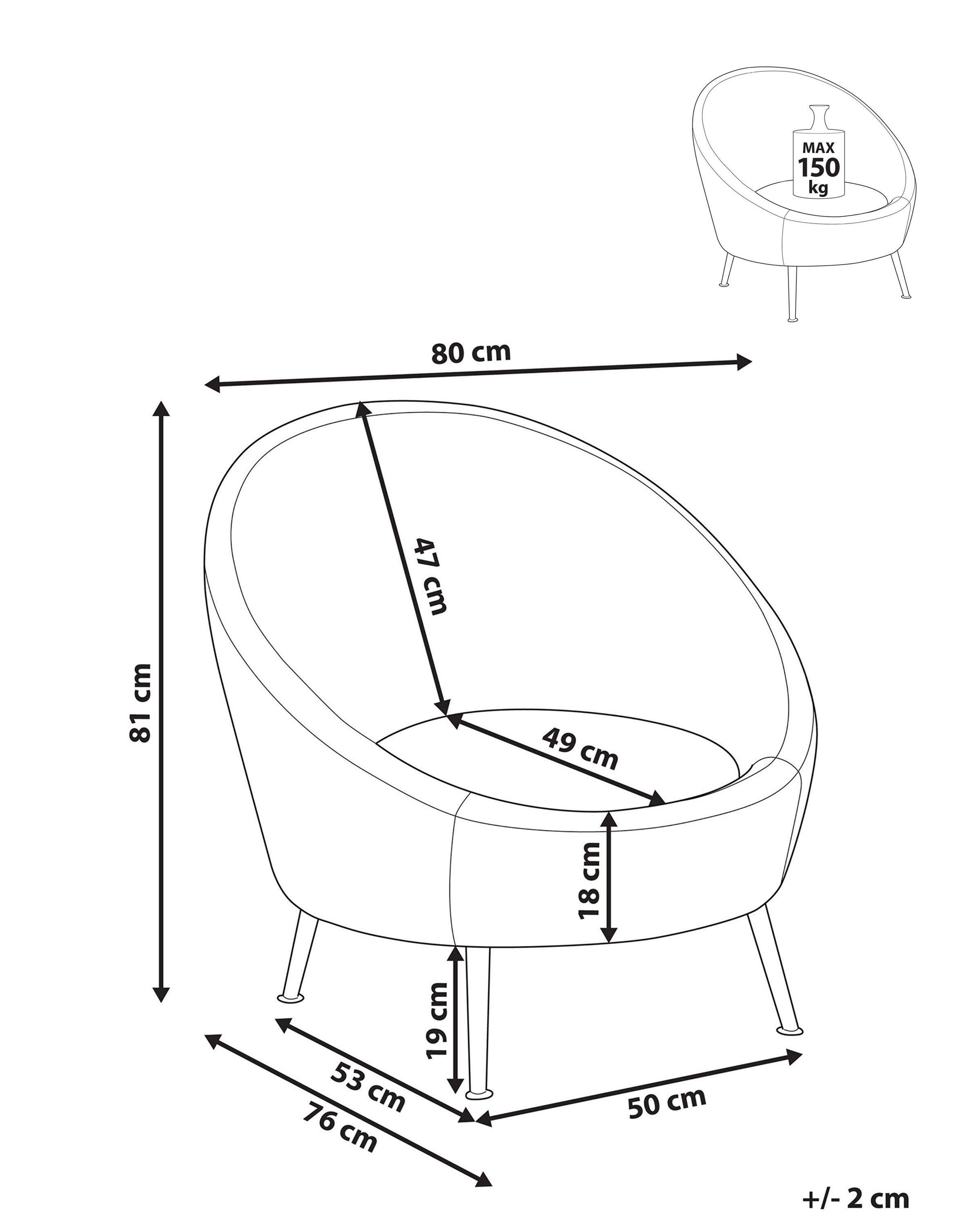 Beliani Fauteuil en Velours Rétro LANGA  