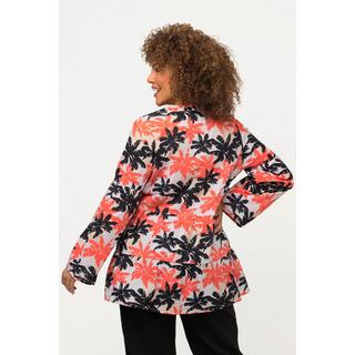 Ulla Popken Tunique Palmiers Ligne A Volants Col Rond Manches Longues  