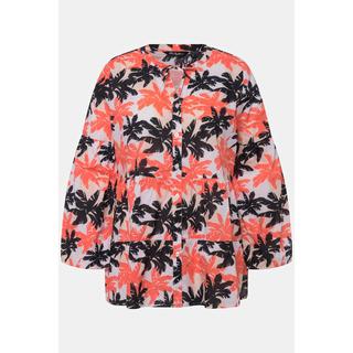 Ulla Popken Tunique Palmiers Ligne A Volants Col Rond Manches Longues  