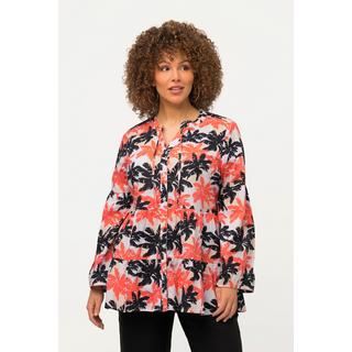 Ulla Popken Tunique Palmiers Ligne A Volants Col Rond Manches Longues  