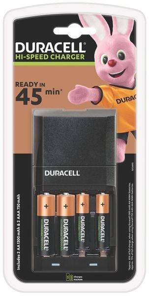 Image of DURACELL Batterieladegerät Duracell CEF27 Schwarz + 2 AA 1300 mAh Batterien und 2 AAA 750 mAh Batterien - AAA