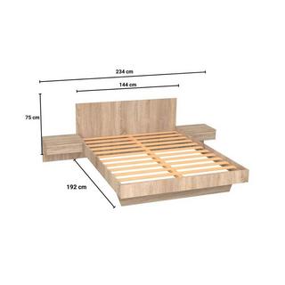 Vente-unique Bett MARVELLOUS mit integrierten Nachttischen Eiche  
