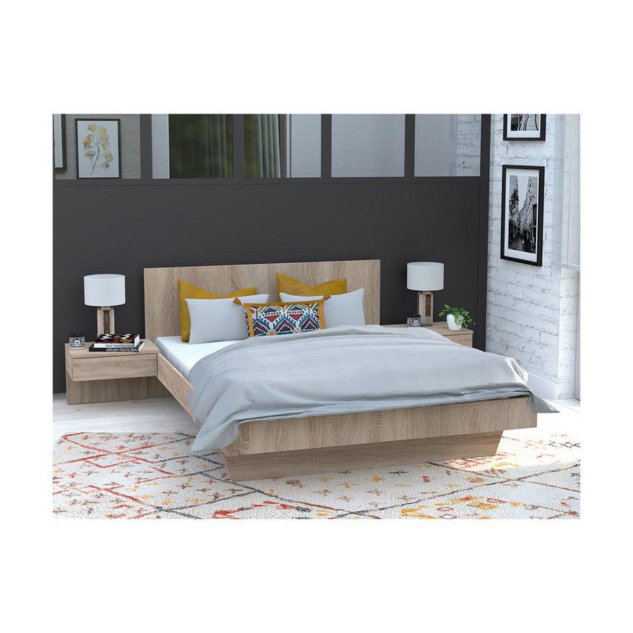 Vente-unique Lit MARVELLOUS avec chevets chêne  