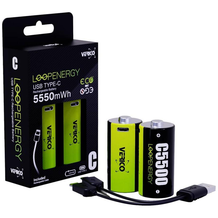 Verico  Batteria ricaricabile 1/2 Torcia (C) Li-Ion 2 pz.  LoopEnergy 3700 mAh 