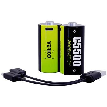 Batteria ricaricabile 1/2 Torcia (C) Li-Ion 2 pz.  LoopEnergy 3700 mAh