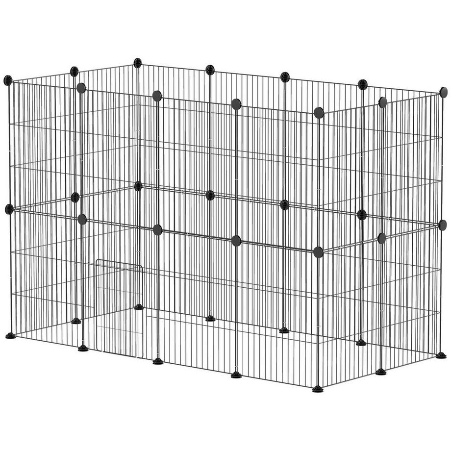 Northio  Freigehege für Kaninchen, Kleintiergehege Freilaufgehege, Meerschweinchen Gehege, Kleintiergehege aus Stahl, Gittergehege inkl. Tür, Indoor, 120 x 60 x 80 cm, Schwarz 