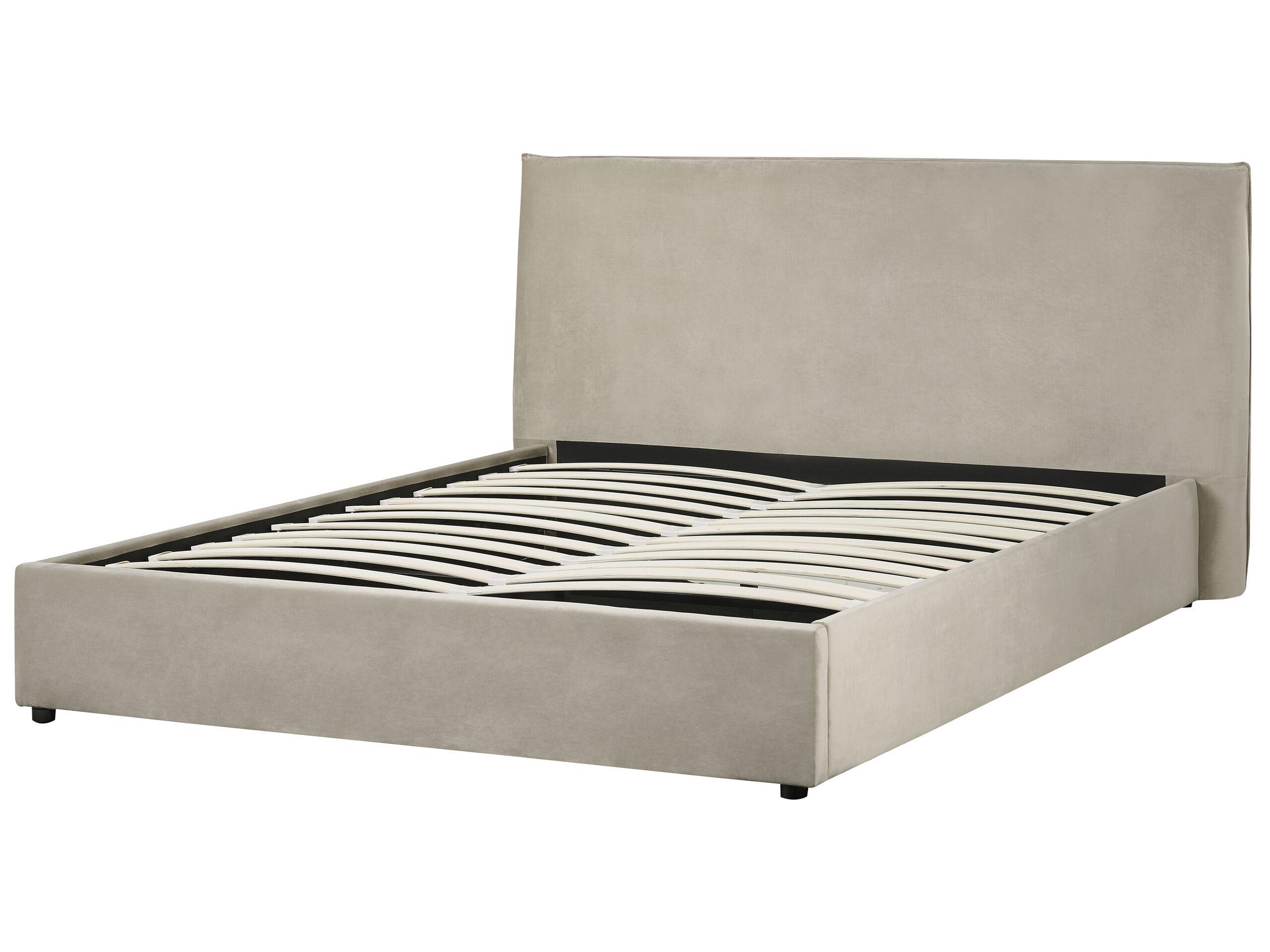 Beliani Lit avec coffre de rangement en Velours Traditionnel LAVAUR  