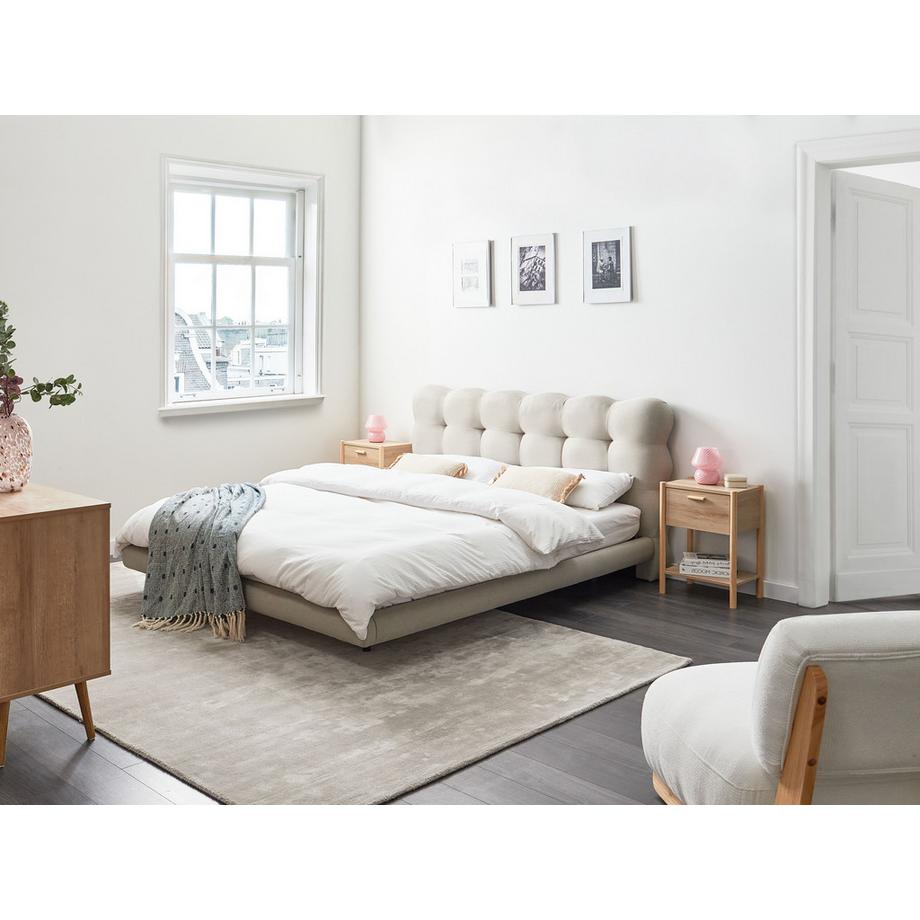 Beliani Lit avec sommier en Tissu Minimaliste SOULISSE  