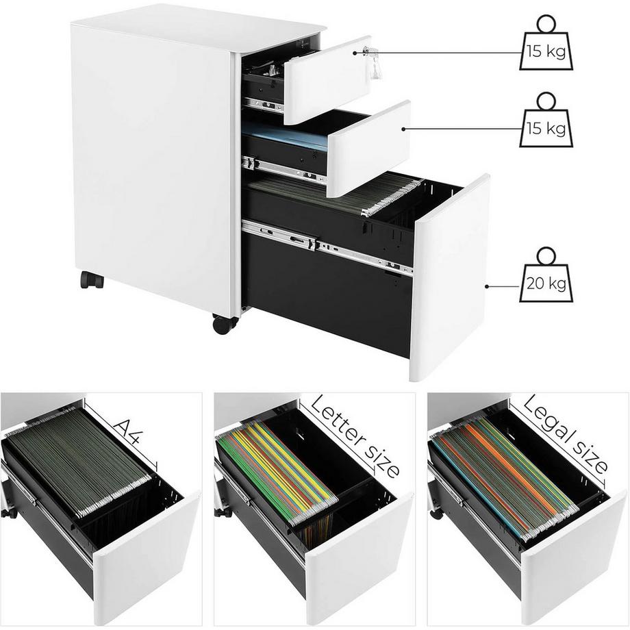 Songmics Caisson à roulettes avec tiroirs verrouillables  