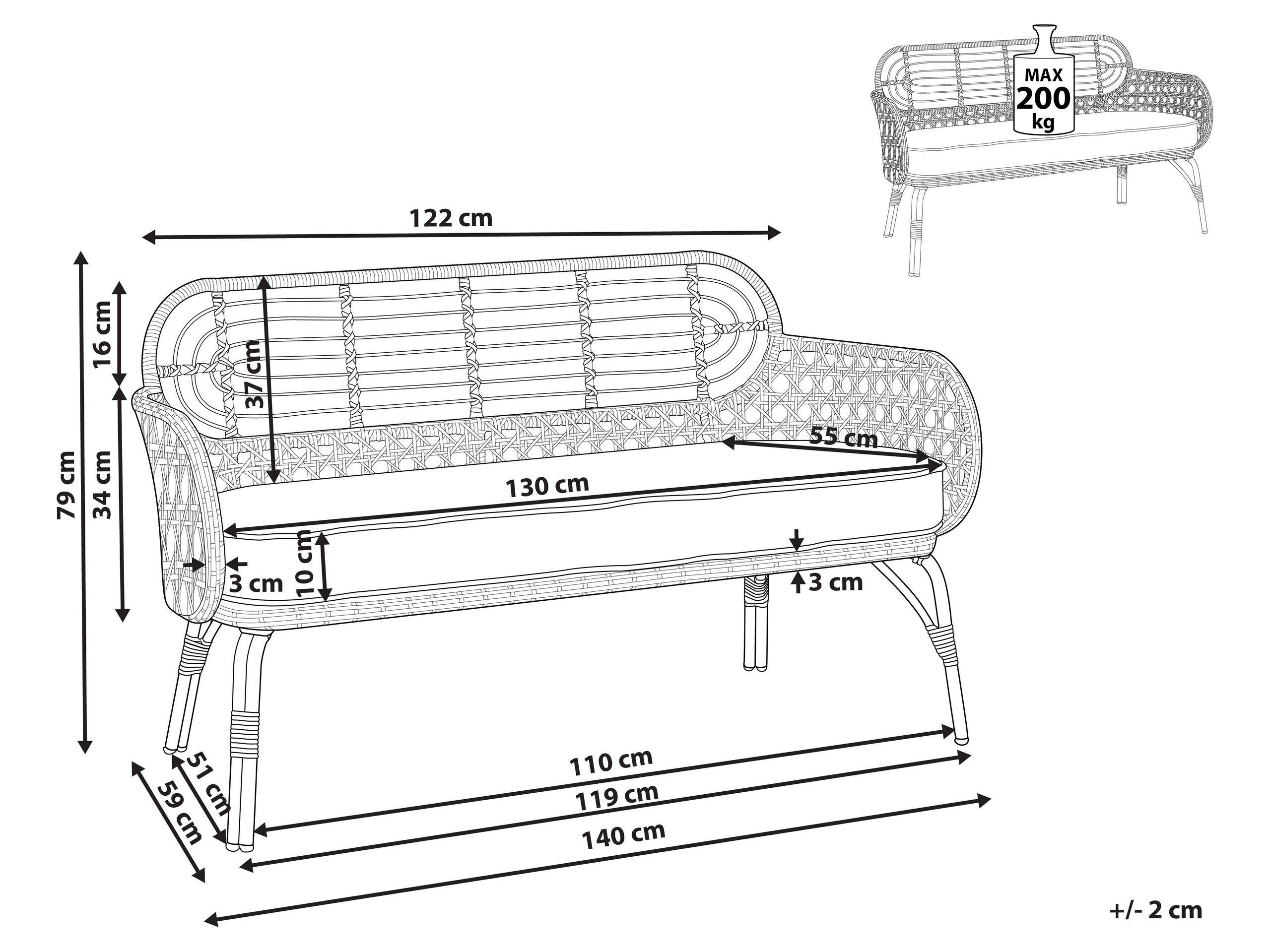 Beliani 2 Sitzer Sofa aus PE Rattan Boho PRATELLO  