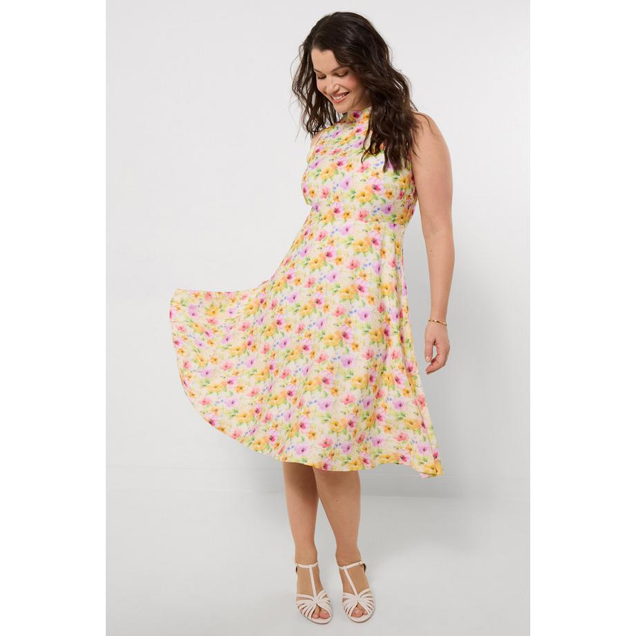 Ärmelloses Kleid mit floralem Print und Reißverschluss