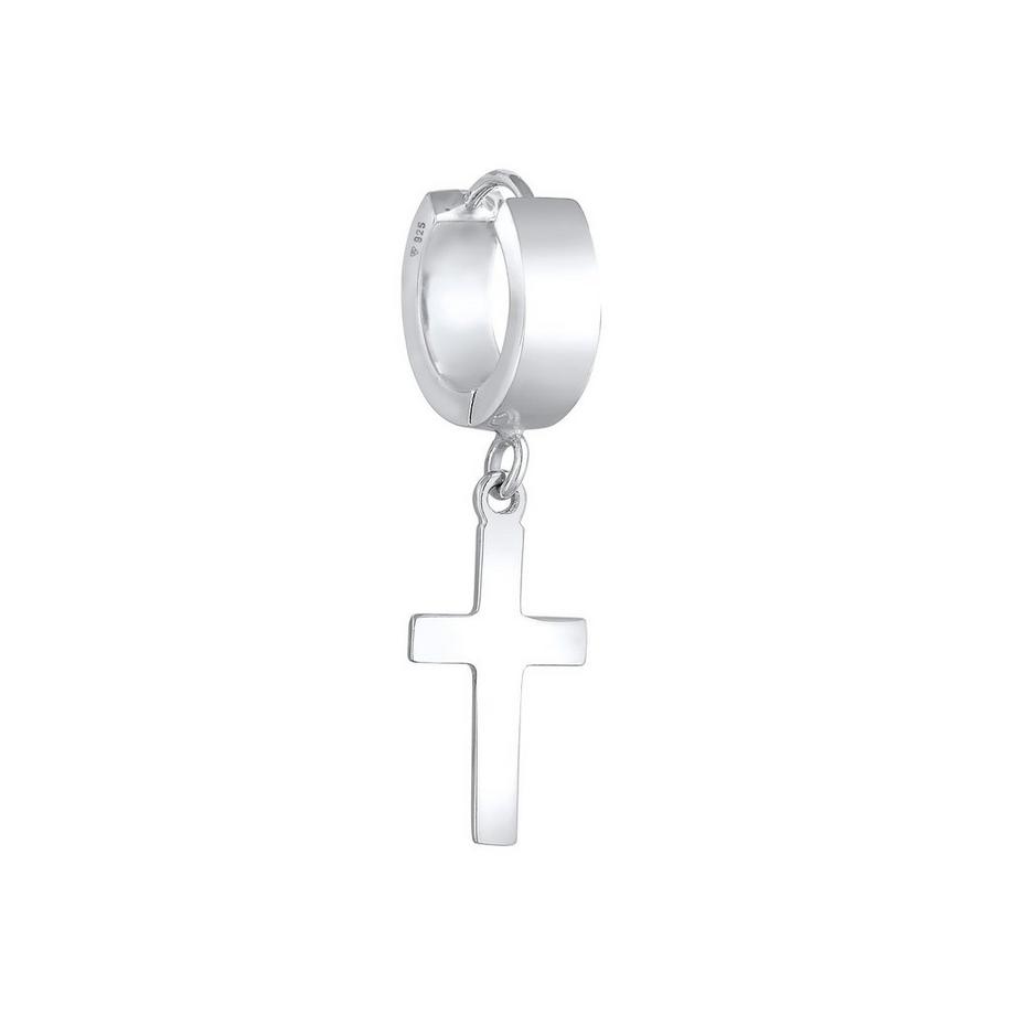 Kuzzoi  Boucles d'Oreilles Creole Kreuz Scharnier Single 925 Silber 