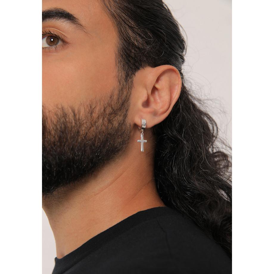 Kuzzoi  Boucles d'Oreilles Creole Kreuz Scharnier Single 925 Silber 