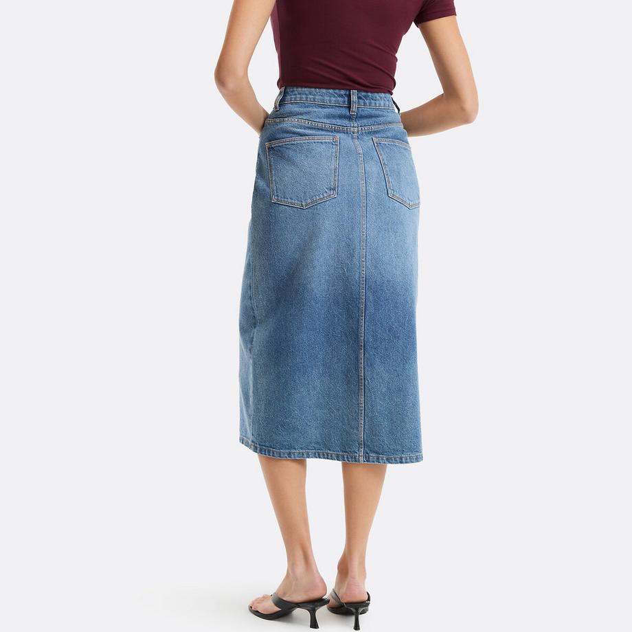 La Redoute Collections Jupe Midi Droite en Denim  