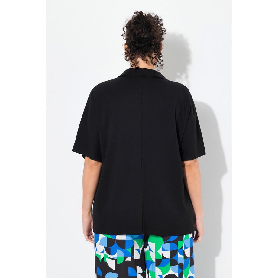 Ulla Popken Oversized Halbarm Sweatshirt mit Hemdkragen  