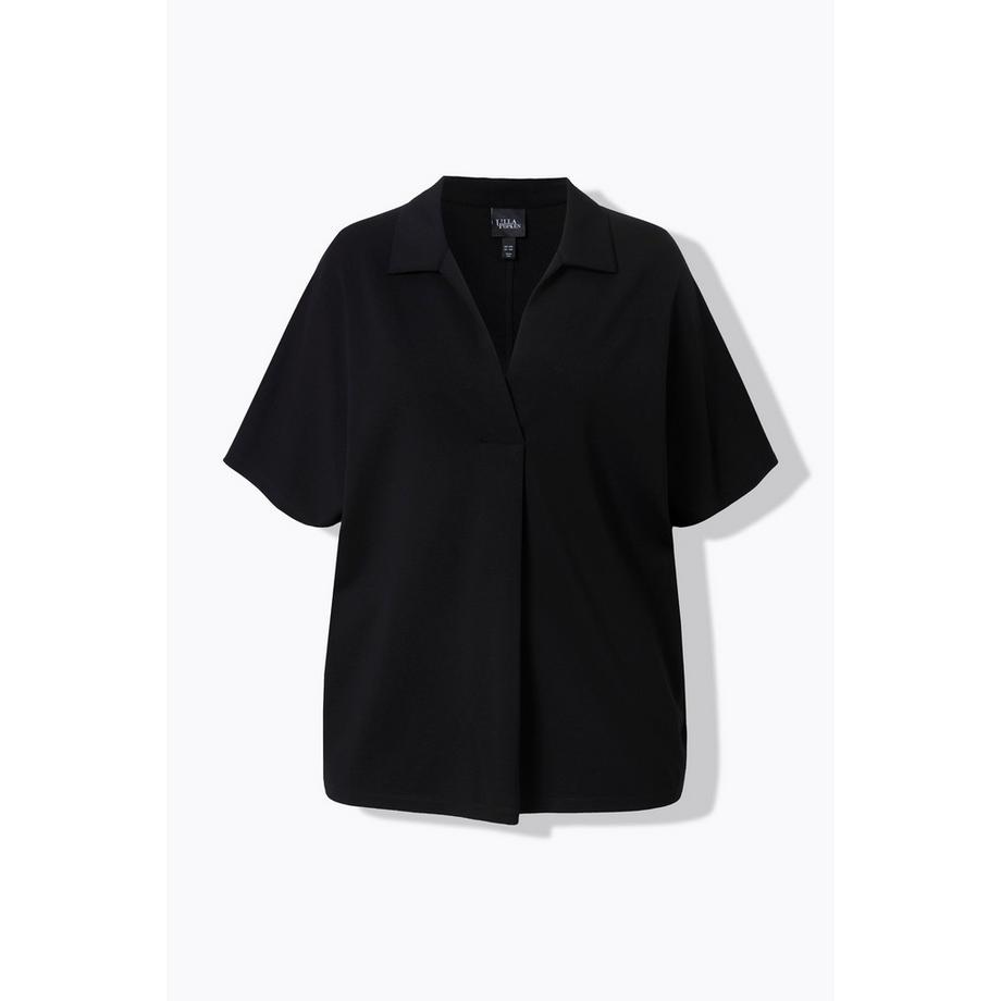 Ulla Popken Oversized Halbarm Sweatshirt mit Hemdkragen  