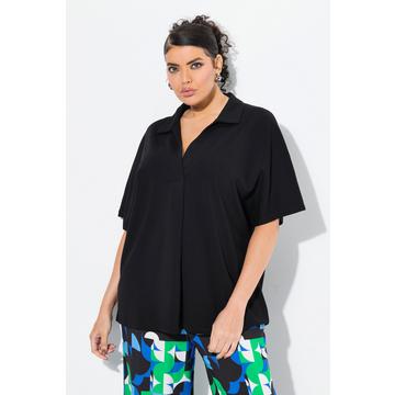 Felpa dal taglio oversize con collo da camicia e mezze maniche