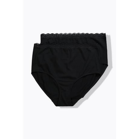 Ulla Popken  Culottes maxi en lot de 2 avec liseré élastique en dentelle 