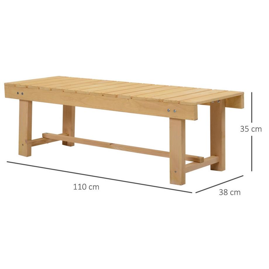 Northio Banc De Jardin Banc 2 Places En Bois Massif, Salon De Jardin Rustique, Naturel, 110X38X35Cm  