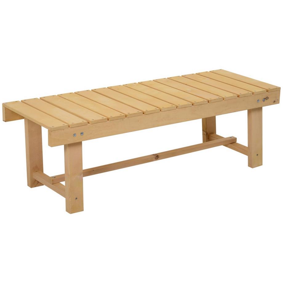 Banc De Jardin Banc 2 Places En Bois Massif, Salon De Jardin Rustique, Naturel, 110X38X35Cm