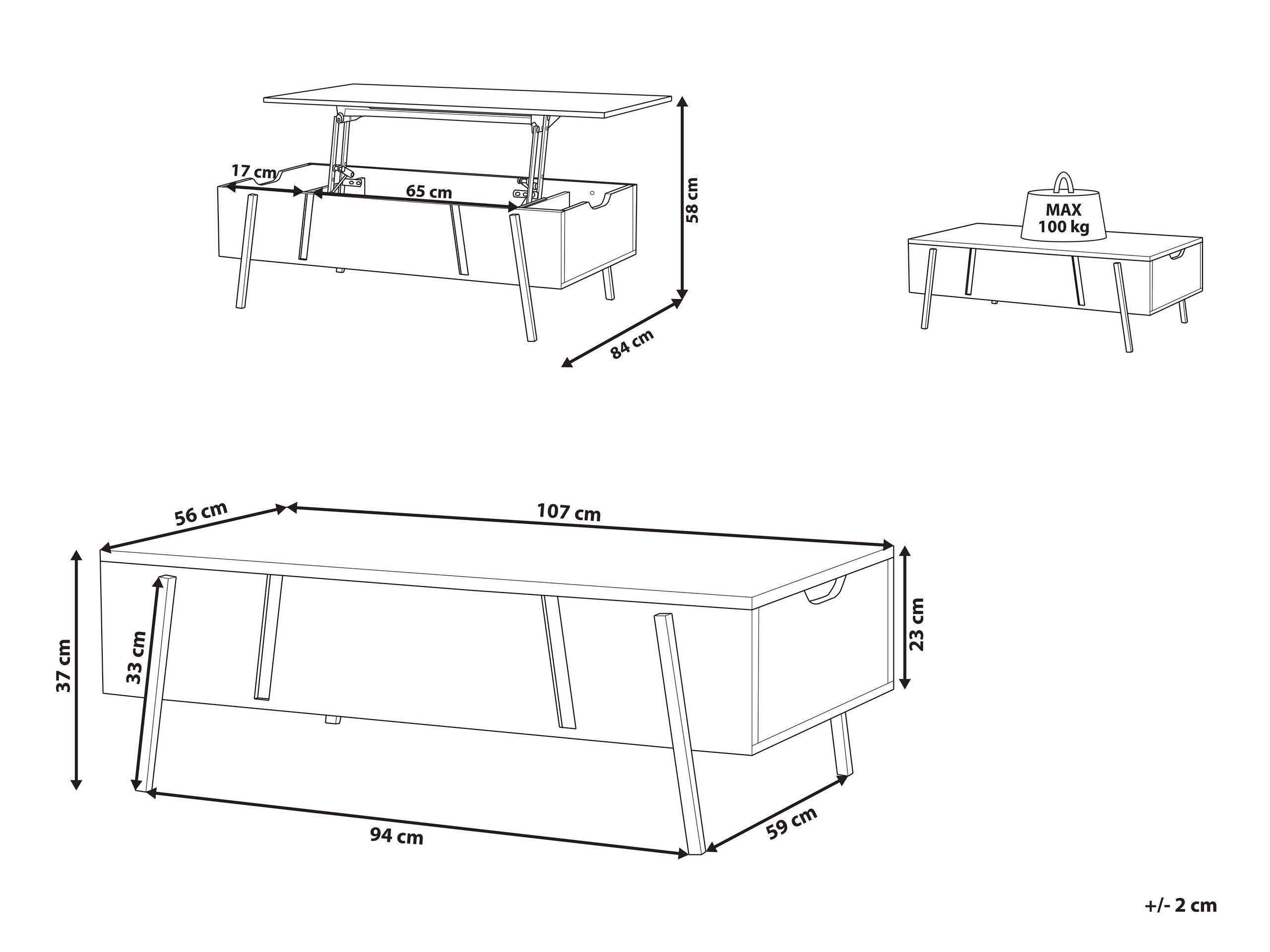 Beliani Couchtisch aus Spanplatte Industriell BLACKPOOL  