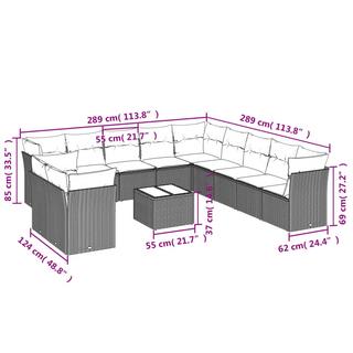 VidaXL Ensemble de canapés de jardin rotin synthétique  