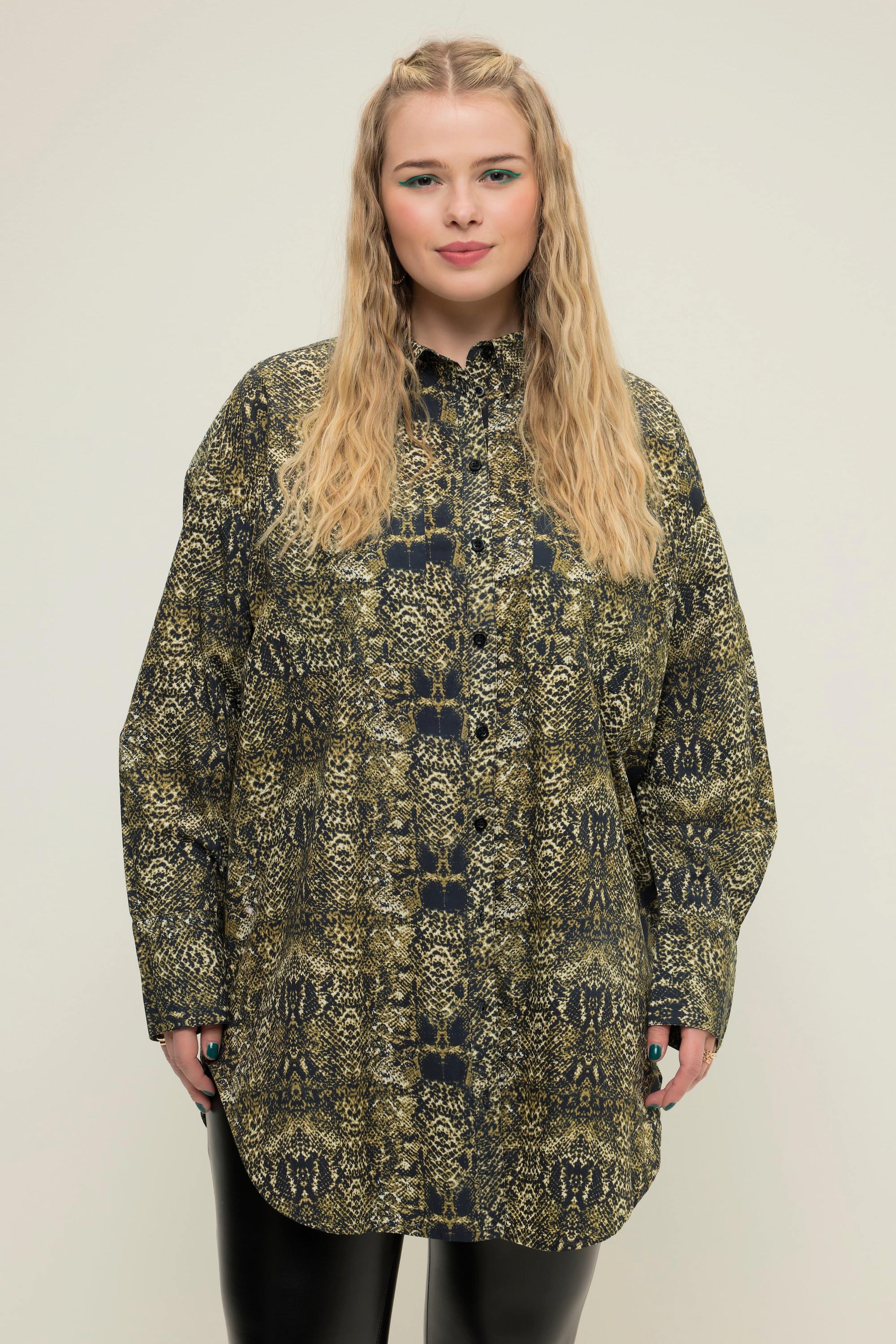 Studio Untold  Chemisier, oversized, imprimé python, patte de boutonnage, col de chemise 