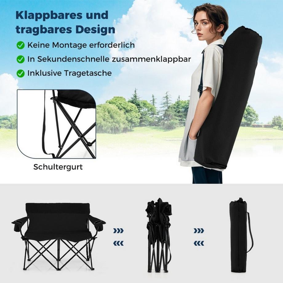 Northix  Chaise de camping pliante pour deux 