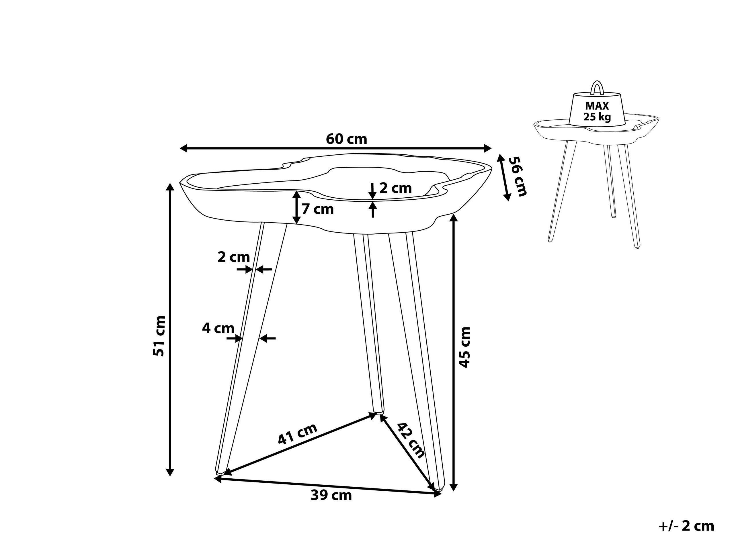 Beliani Tavolino en Legno di teak Retrò ELSA  