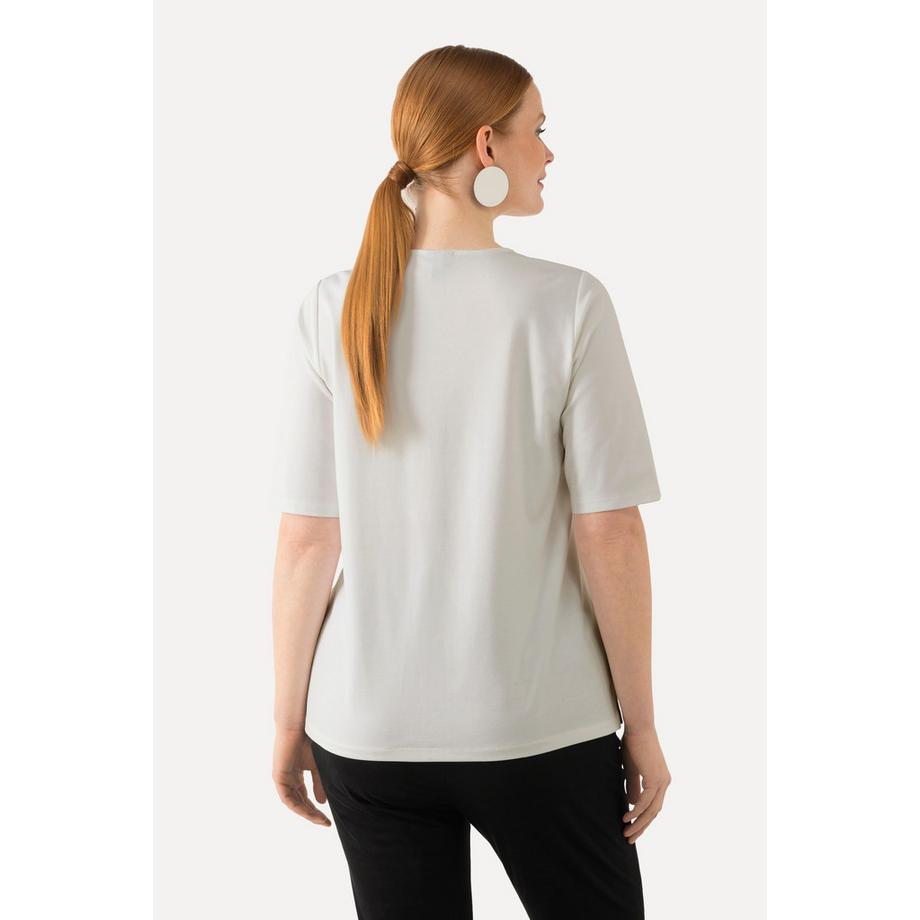 Ulla Popken T-shirt Perline Decorative Linea A Girocollo Mezza Manica  