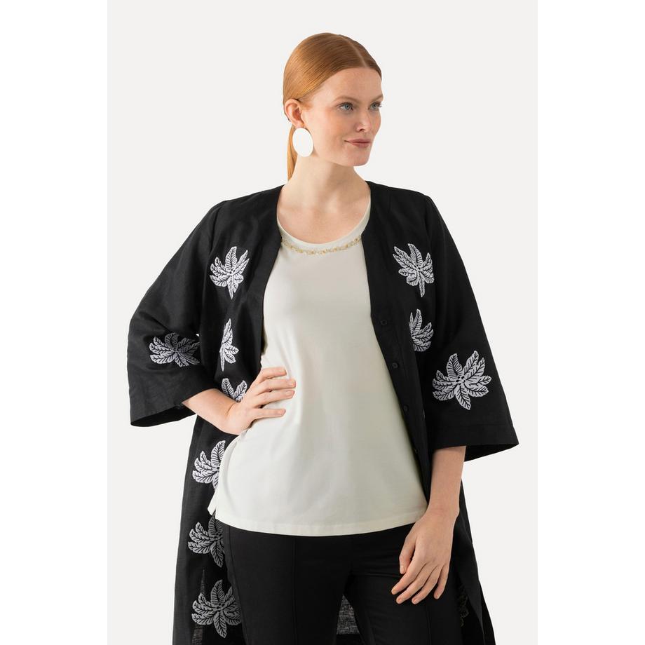 Ulla Popken T-shirt Perline Decorative Linea A Girocollo Mezza Manica  