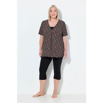 Pigiama con scollo a V, mezze maniche e pantaloni Capri