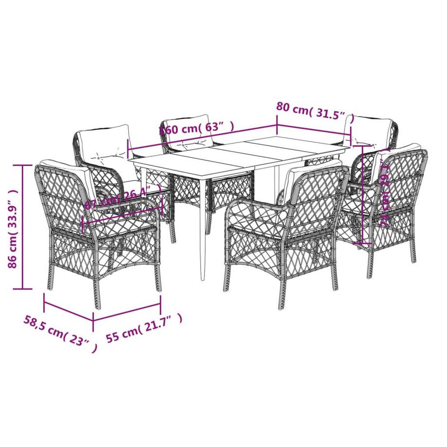 VidaXL Ensemble de salle à manger de jardin rotin synthétique  