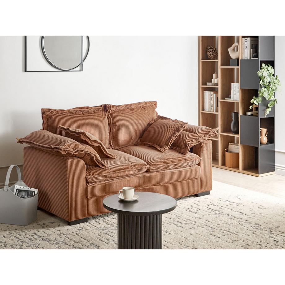 Beliani Canapé 2 places en Velours côtelé Rustique TIRRO  
