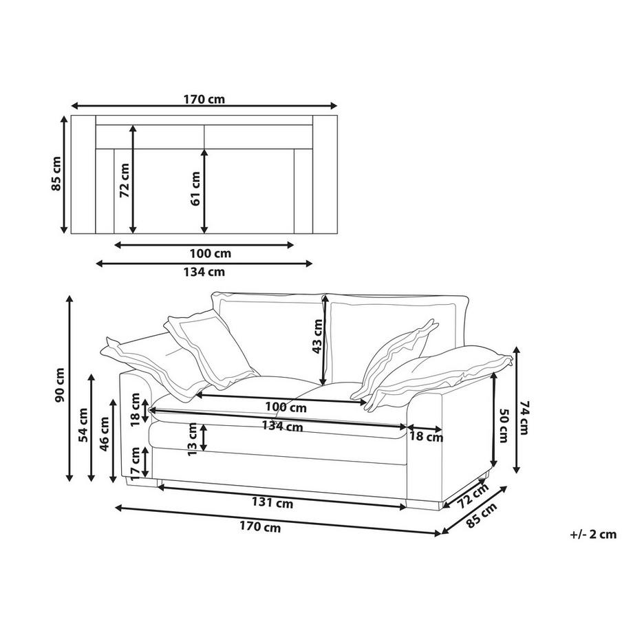 Beliani Canapé 2 places en Velours côtelé Rustique TIRRO  