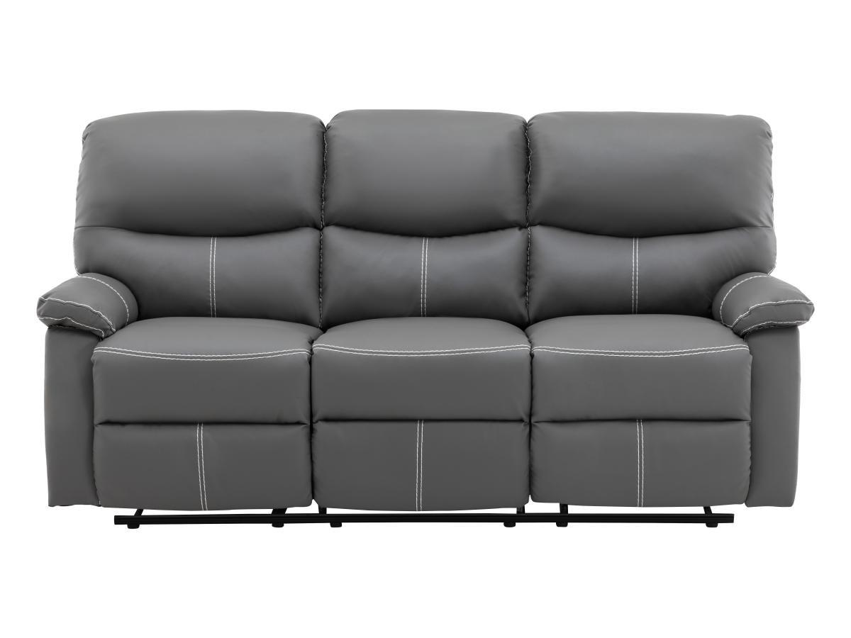 Vente-unique Relaxsofa 3-Sitzer - Kunstleder - Grau - CANBY  