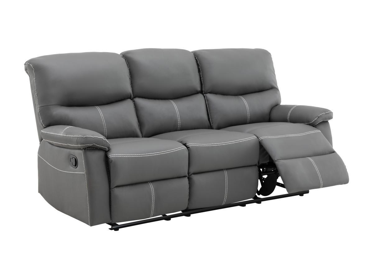 Vente-unique Relaxsofa 3-Sitzer - Kunstleder - Grau - CANBY  