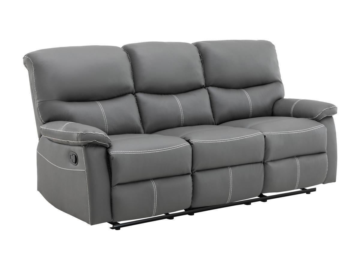 Vente-unique Relaxsofa 3-Sitzer - Kunstleder - Grau - CANBY  