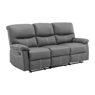 Relaxsofa 3-Sitzer - Kunstleder - Grau - CANBY